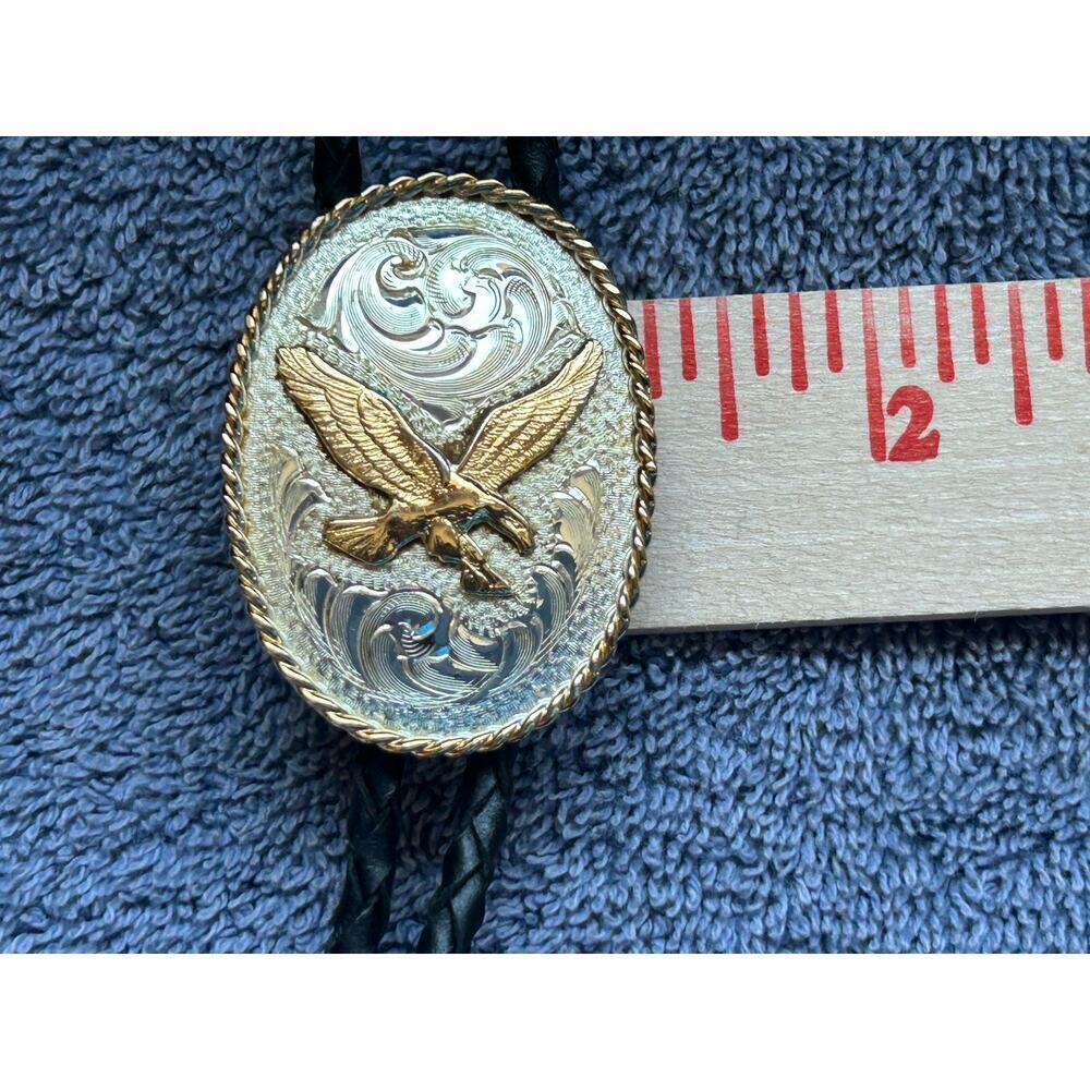 Vintage Montana Silversmiths Flying Eagle Silver Bolo Tie Western Americana - Picture 3 of 10